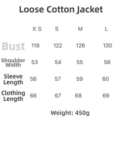Tableau des tailles détaillé pour la veste en coton matelassée à losanges ample