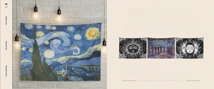 Detailed close-up of Nordic style high-definition printed wall tapestry fabric textures