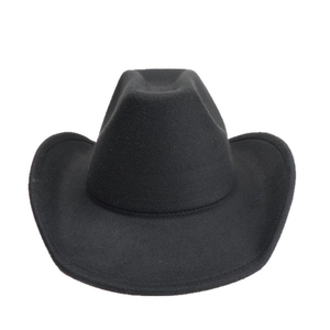Chapeau de cowboy western classique en feutre noir avec large bord roulé pour homme et femme