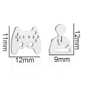 Boucles d'oreilles manette de jeu en acier inoxydable avec dimensions de 11mm et 12mm