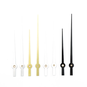 Minimalist aluminum clock hands set in silver, gold, black, and white for wall clocks