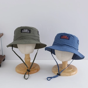 Kids Bucket Hat Nylon Quick Dry Sun Protection Outdoor Hiking Fishing Mountain Patch Windproof Rope Adjustable