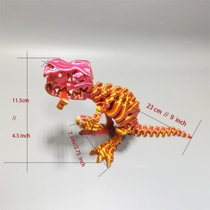 Dimensions of the 3D printed T-Rex skeleton model in red-gold gradient finish