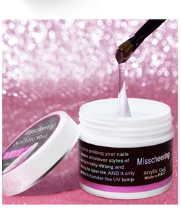 Close-up of Misscheering white acrylic nail gel showing thick texture in a 2.0oz jar