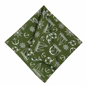 Classic nautical pattern cotton bandana with navy anchor and ship steering wheel print