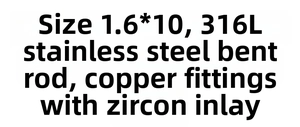 Detailed specs for 316L stainless steel belly ring with copper and cubic zirconia inlay