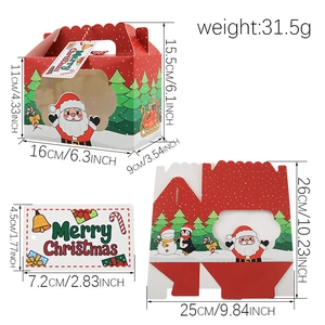 Christmas cardboard gift box with handle and window for cookies and holiday treats