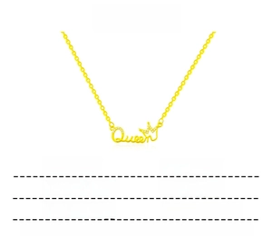 Detail view of golden Queen letter pendant with crown showing 3x1cm dimensions