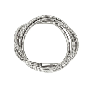 Detailed macro of silver multilayer snake bone chain with polished metal finish