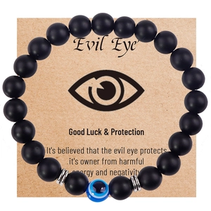 Evil Eye Natural Stone Bracelet Matte Tiger Eye Beads Elastic String Protection Luck Jewelry Gift For Men Accessories