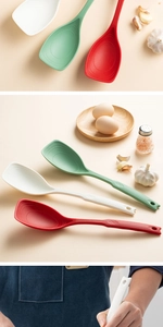 Three-piece heat-resistant silicone spatula set with scale marks and hanging holes