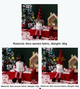 Detailed view of three festive Christmas gnomes with knit hats and 80g weighted filling
