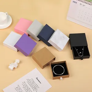 Pull-out drawer jewelry gift boxes with foam inserts in various colors and textures