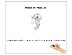 Detailed design sketch of a sterling silver clover ring with zircon stones