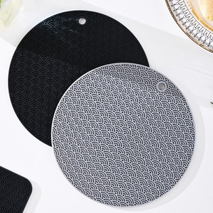 Silicone Trivet Mat Heat Resistant Anti-Scald Pot Holder Sea Wave Pattern Kitchen Dining Table Pad Non-Slip Round Square