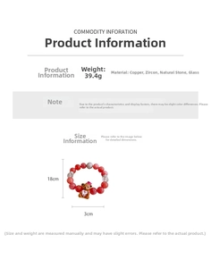 Détail du bracelet en perles avec pendentif ours et informations sur le poids des pierres