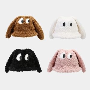 Süßer Plüsch Fischerhut Mit Großen Augen Und Langen Ohren Cartoon Hund Kawaii Winter Warm Kunstpelz Anglerhut Unisex