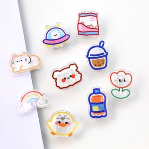 Set of 9 cute acrylic cartoon clips for snack sealing and paper organizing in various styles