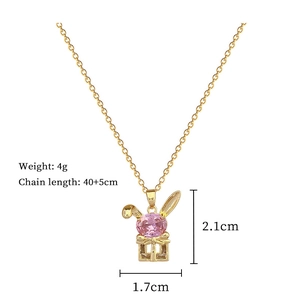 Detailed size chart of gold rabbit pendant with dimensions and weight specifications