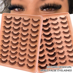 20 pairs of DD curl mixed false eyelashes with dense natural volume for eye makeup