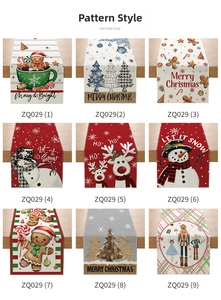 Nine patterns of Christmas table runners featuring gingerbread man, elk and snowmen motifs
