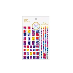 Pro TENSOR nail EM-003 stickers with abstract colorful marble and geometric gold patterns
