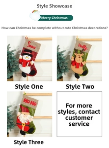 Detailed view of three festive Christmas stockings with Santa, reindeer, and snowman motifs
