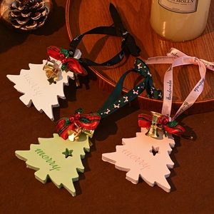 Handmade Christmas tree plaster aromatherapy hanging ornaments with bells and ribbons