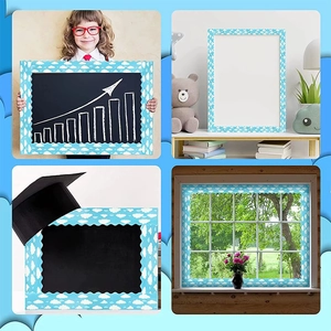 Blue sky and white cloud bulletin board border stickers for classroom wall and window decor