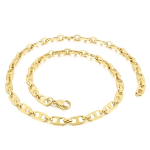 Goldene Edelstahlkette mit Schweinenasen-Gliedern und poliertem Karabinerverschluss