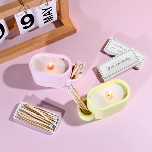 Oval silicone match holder and candle cup mold for DIY resin and plaster craft projects