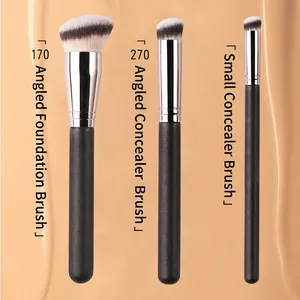 Professional Makeup Brushes For Foundation Concealer Angled Round Head Synthetic Bristles Wood Handle Seamless Beauty Tool