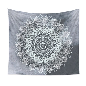 Tenture murale Mandala élégante avec motifs géométriques dégradés gris pour la maison
