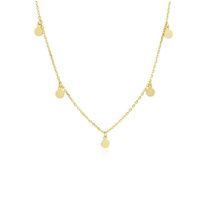 S925 sterling silver gold plated minimalist necklace with five round disc pendants for women