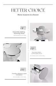 Macro view of silver floral toilet button pusher showing electroplated finish and adhesive