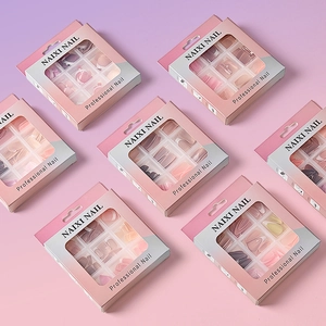 Französische Spitzen Aufpressnägel Glänzende Vollflächige Künstliche Nagelspitzen Importiertes ABS-Material Mandel Quadratisch Für Frauen