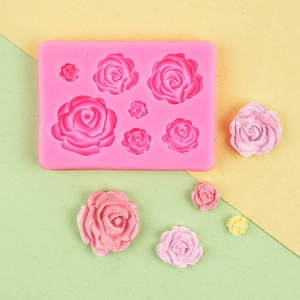 3D rose flower silicone mold with seven cavities for DIY soap and cake decoration