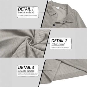 Men's fashion corduroy jacket featuring classic lapel collar and soft ribbed texture