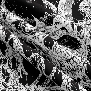 Detailed macro view showing the soft fabric texture and gothic skull print of the tapestry