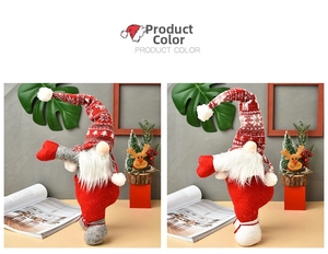 Christmas faceless gnome curtain tiebacks with red snowflake and reindeer knit patterns