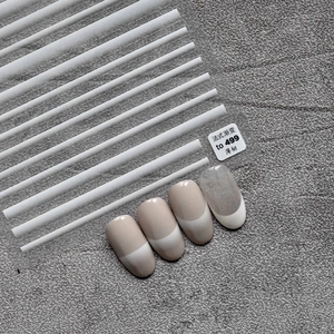 Japanese style thin flexible nail art stickers with French gradient and black white stripes