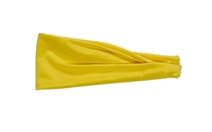 Detailed close-up of a soft yellow silk texture on a sports headband for fitness