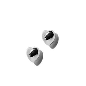 Minimalist double layer heart shaped 925 sterling silver stud earrings for women