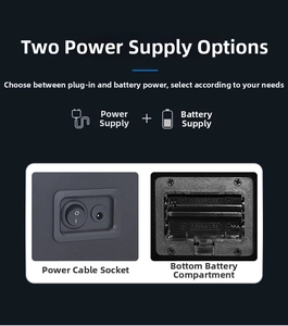 Dual power options showing DC jack and AA battery compartment for watch winder box
