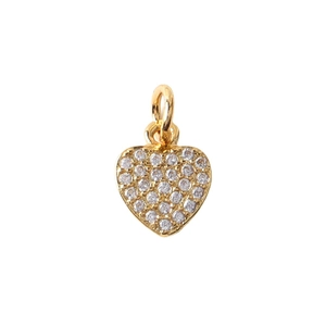 Gold-plated heart pendant with micro-paved cubic zirconia for DIY jewelry making