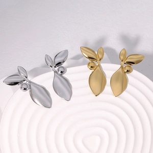 Leaf Drop Earrings Stainless Steel 18K Gold Plated Niche Creative Nature Inspired Fashion Jewelry For Women Elegant Gift
