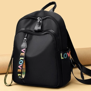 Backpack For Women Oxford Cloth Waterproof Large Capacity Fashion Travel School Rucksack With Love Letter Ribbon Decor