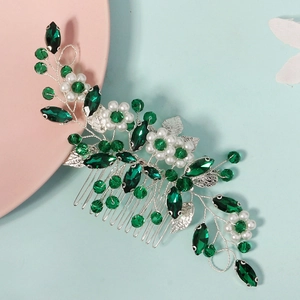 Bridal Hair Comb With Rhinestones Imitation Artificial Pearls And Flower Leaf Design For Wedding Party Photography Accessories