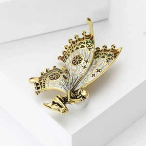 Creative enamel butterfly fairy brooch in gold finish for elegant suits and coats decoration