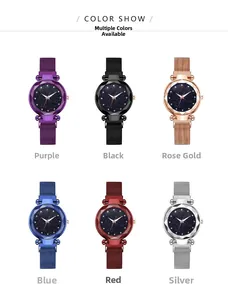 Starry sky women's quartz watches with Milanese magnetic bands in six vibrant colors